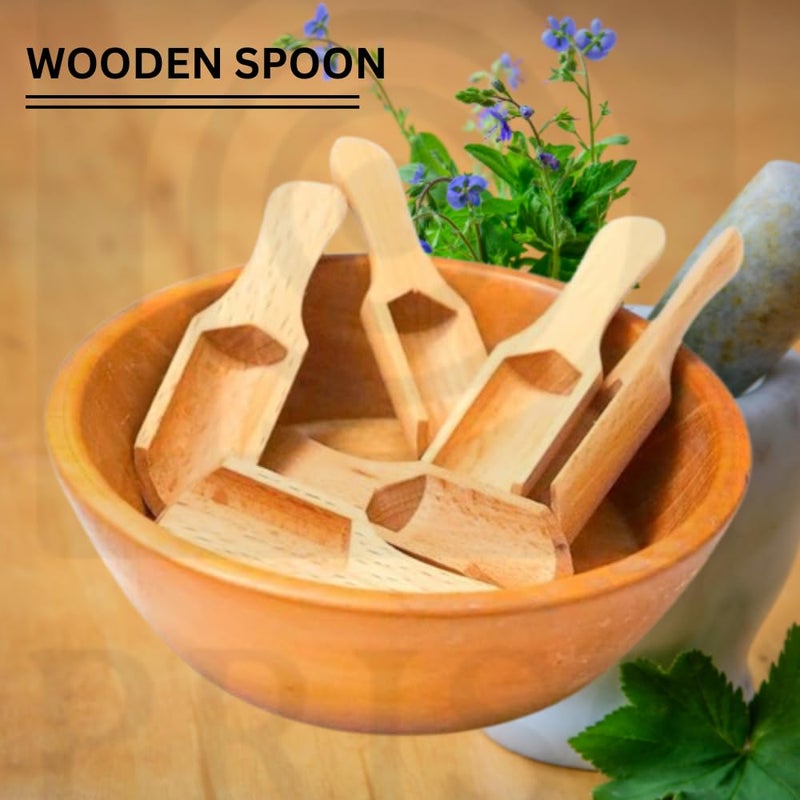 PRISO Multipurpose 6 pcs Wooden Scoop Use for Kitchen Cooking Accessories, Suitable for Salts, Candy, Tea, Coffee Beans Condiments and Spices, Bamboo Spoons - Wooden Color. - Image 2