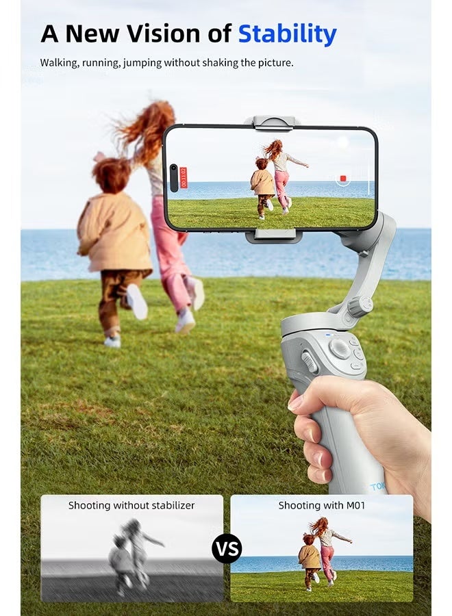 توكوي مثبت جيمبال للهواتف الذكية، مثبت ثلاثي المحاور للهواتف التي تعمل بنظامي أندرويد وآيفون، مثبت هاتف لتسجيل الفيديو مع تتبع الوجه/الأشياء - Image 2