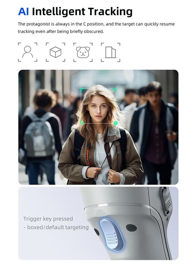 توكوي مثبت جيمبال للهواتف الذكية، مثبت ثلاثي المحاور للهواتف التي تعمل بنظامي أندرويد وآيفون، مثبت هاتف لتسجيل الفيديو مع تتبع الوجه/الأشياء - Image 3