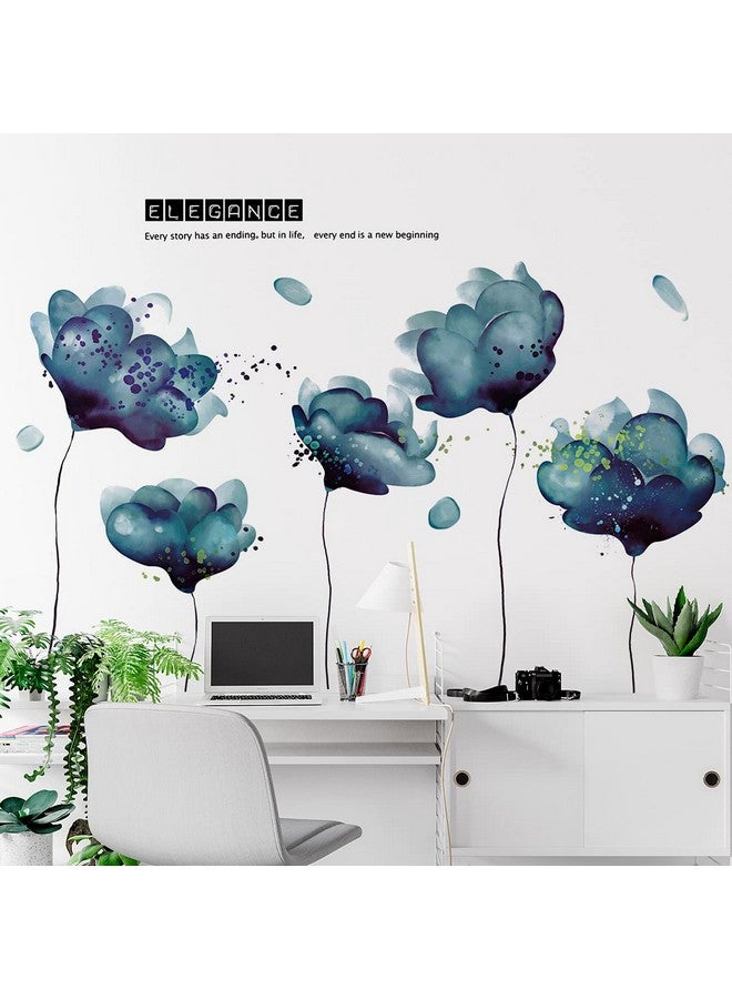 LiveGallery Removable Kids Room Wall Decoration Art Decor Diy Blue Flower Wall Decals Floral Wall Stickers Murals For Baby Bedroom Girls Boys Nursery Rooms Bathroom Living Room Wall Corner (Flower) - Image 1