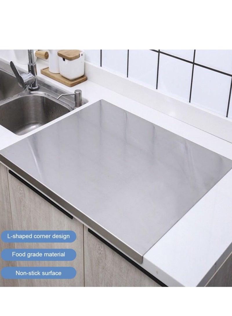 XiuWoo Stainless Steel Cutting Boards with Lip for Kitchen, Metal Cutting Board over Sink, Non-Slip Stainless Steel Cutting Board Suitable for Meat, Fruits, Vegetables, Bread and Baking, for Home Use, Silver - Image 2