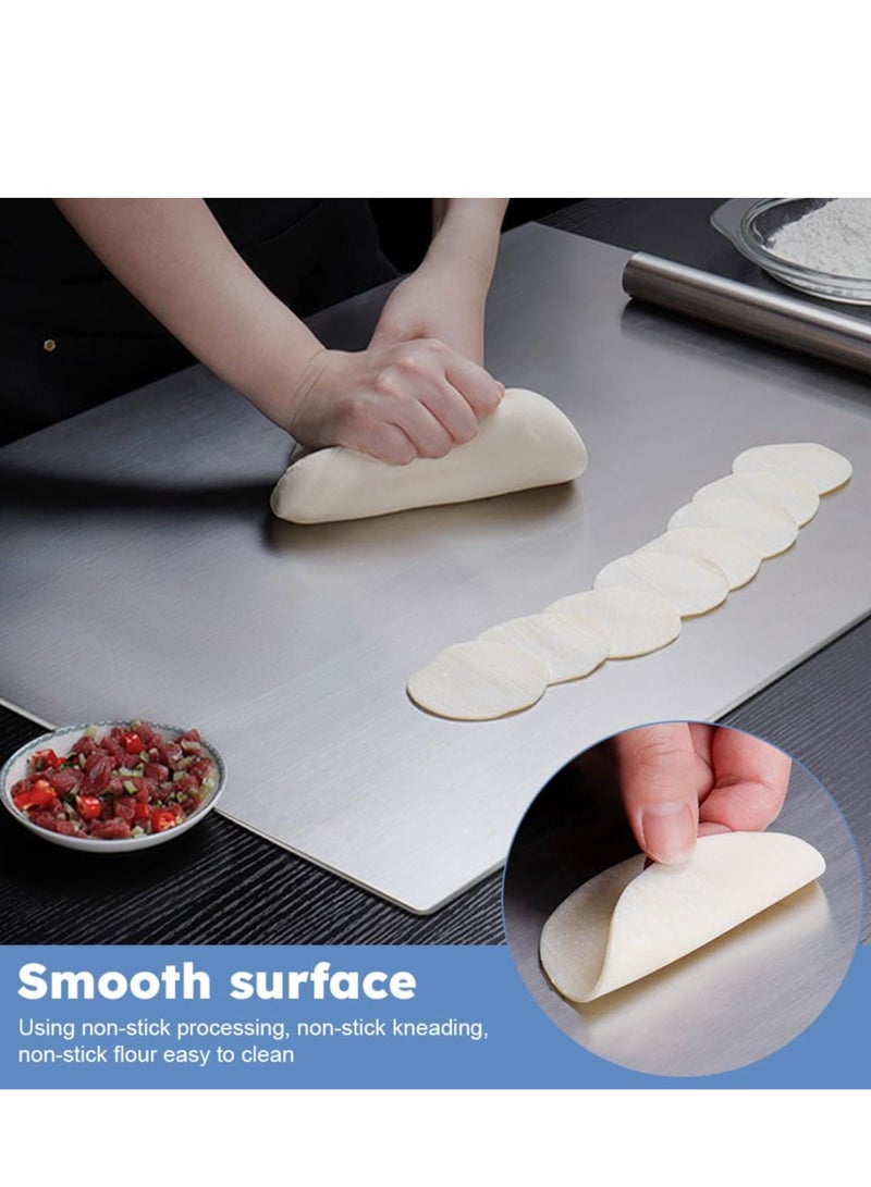 XiuWoo Stainless Steel Cutting Boards with Lip for Kitchen, Metal Cutting Board over Sink, Non-Slip Stainless Steel Cutting Board Suitable for Meat, Fruits, Vegetables, Bread and Baking, for Home Use, Silver - Image 3
