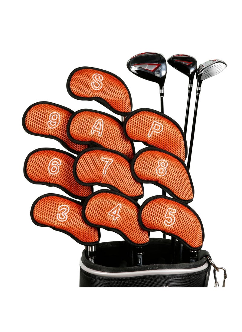 Generic New Iron Golf Club Head Cover Protective Gear for 7 Number Orange mesh cover