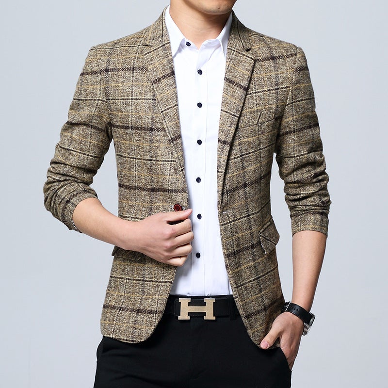 Mens Slim Fit Blazer Casual Korean Suit Jacket 603 Blue