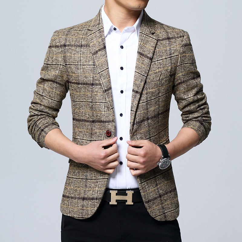 Mens Slim Fit Blazer Casual Korean Suit Jacket 603 Blue