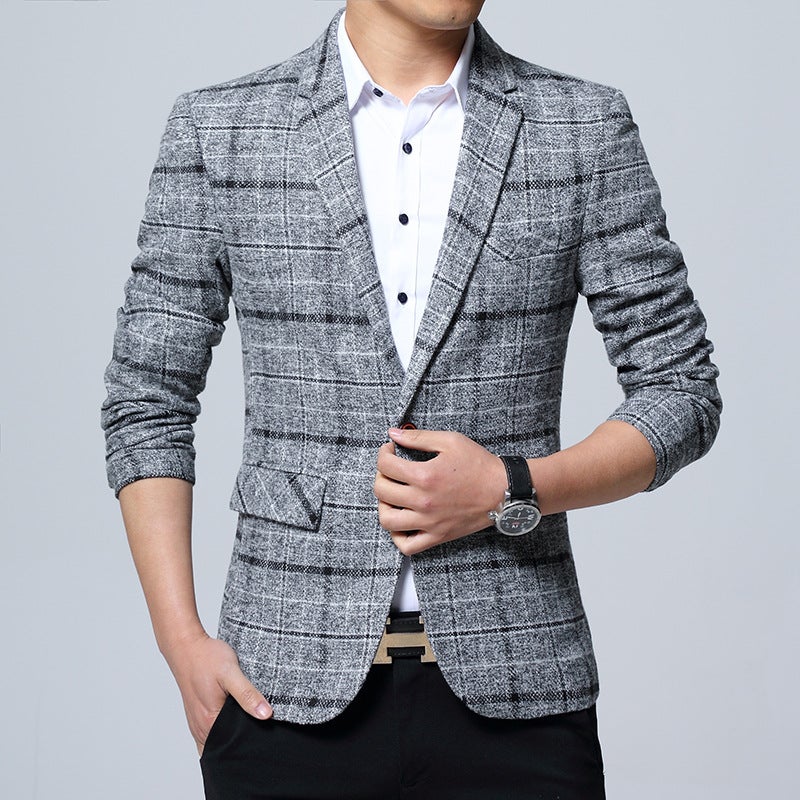 Mens Slim Fit Blazer Casual Korean Suit Jacket 603 Blue