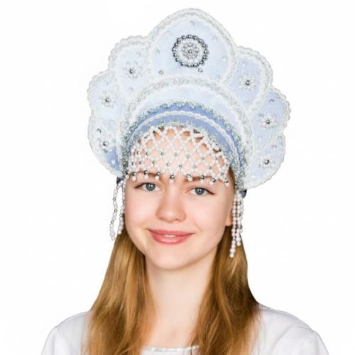 STP GOODS Russian Folk Costume 'Kokoshnik' Headdress (Blue) - Image 3
