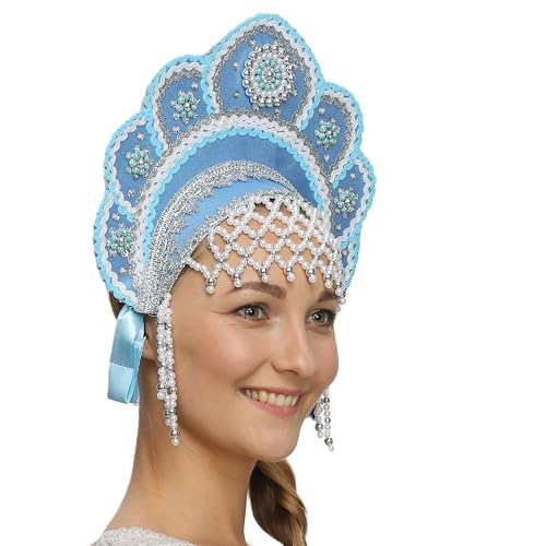 STP GOODS Russian Folk Costume 'Kokoshnik' Headdress (Blue) - Image 2