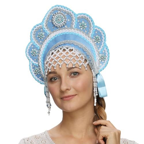 STP GOODS Russian Folk Costume 'Kokoshnik' Headdress (Blue) - Image 4