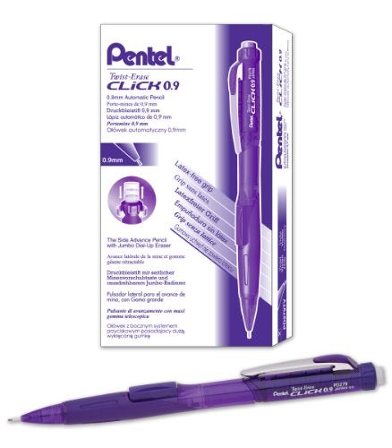 Pentel TwistErase Click Mechanical Pencil 09mm Assorted Violet Barrel Colors Color May Vary Box of 12 PD279TV - Image 1