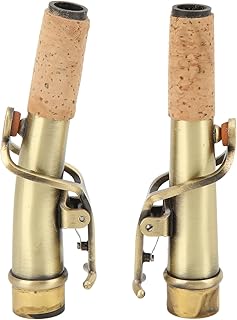 Walfront Walfront 2Pcs Saxophone Neck Brass Cork Wood Straight Saxophone Neck Set for Soprano Saxophone(Green antique)  - Image 1