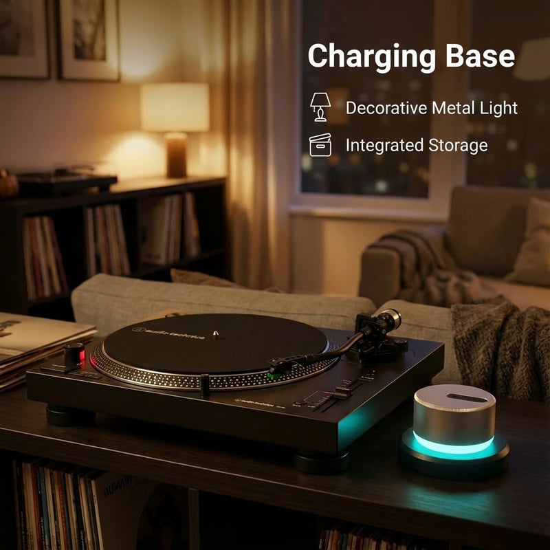 HumminGuru LUMI Record Weight Stabilizer & Turntable Speed Tester | 33/45/78RPM Stroboscopic Disc & Light | 300g LP Aluminum Weight Clamp | 9 LED Color Ambient Light Lamp | Auto Off & Anti-fingerprint - Image 4