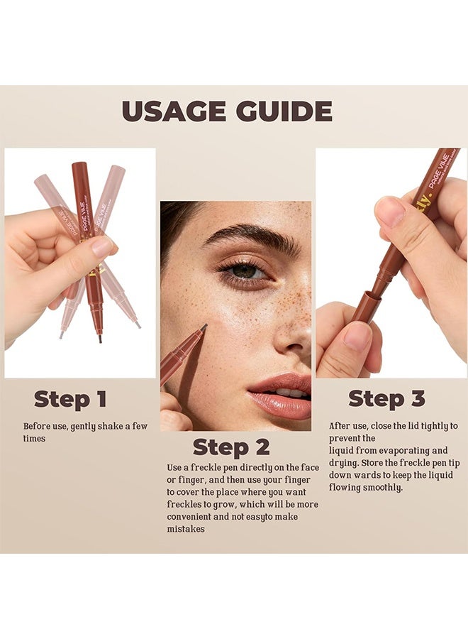 PAGE VINE Freckle Pen, Fake Freckles Pen for Natural Sunkissed Makeup, Faux Face Freckle Pens Waterproof and Long Lasting, Soft Sopt Freckle Pen (#02-Medium) - Image 5