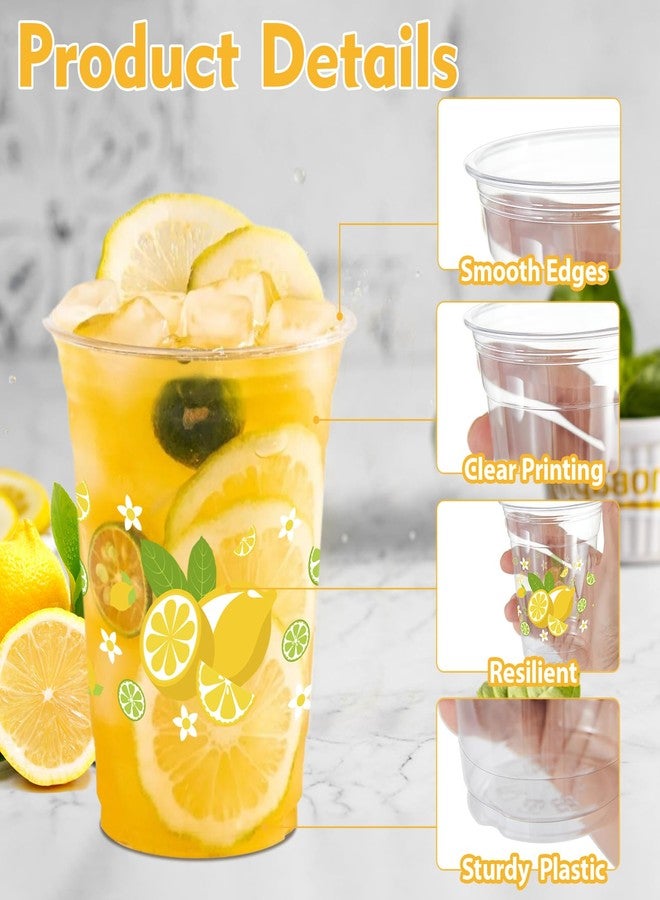 ZCPTZ 100 Pcs Lemon Plastic Cups,12 oz Yellow Lemon Disposable Clear Plastic Cups Lemons Theme Party Drinking Cup Hawaiian Luau Party Cup for Birthday Wedding Bridal Baby Shower Supplies - Image 5