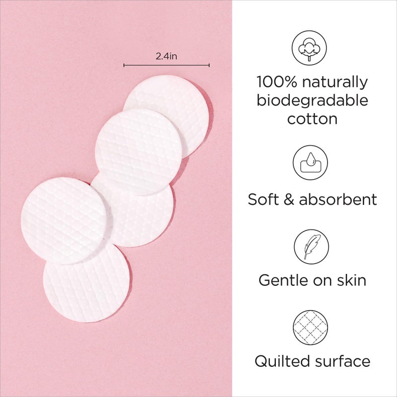 Diane Multi-Layer Cotton Rounds, 300 Count Bulk Pack, 100% Pure Cotton, Premium, Hypoallergenic, Biodegradable, Strong and Durable Makeup and Nail Polish Removal Wipes - Image 2