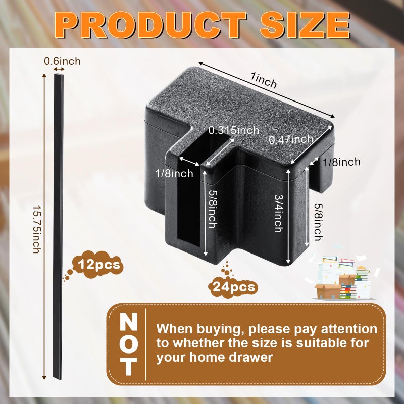 Epakh 36 Pcs Hanging File Rail and Clip Set Include 12 Cabinet Rails 24 Cabinet Clip File Rails Hook Hanging Folder for Office(Plastic) - Image 2