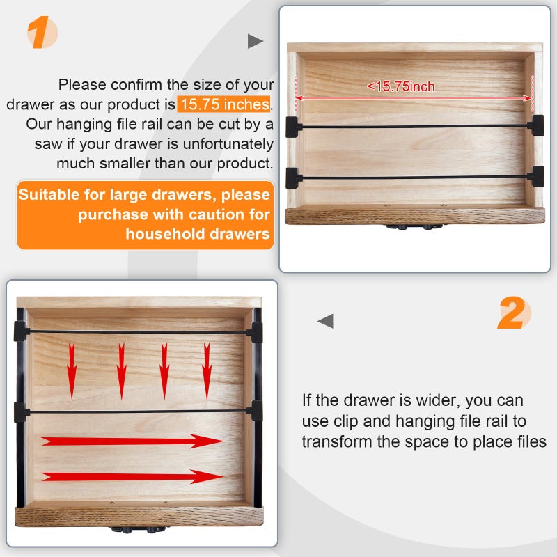 Epakh 36 Pcs Hanging File Rail and Clip Set Include 12 Cabinet Rails 24 Cabinet Clip File Rails Hook Hanging Folder for Office(Plastic) - Image 5