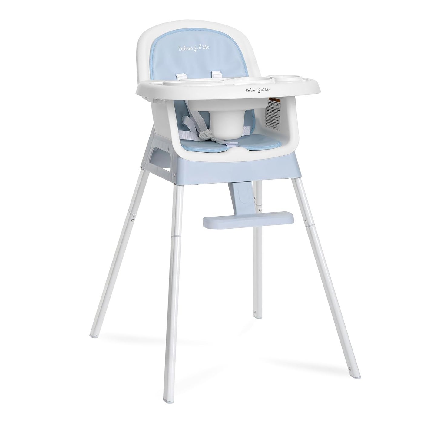 Dream On Me Curio Sit N Seek 3 in 1 Convertible Baby High Chair in Sky Blue Removable and Adjustable Tray Portable High Chair Adjustable Legs Detachable Footrest 5 Point Safety Harness