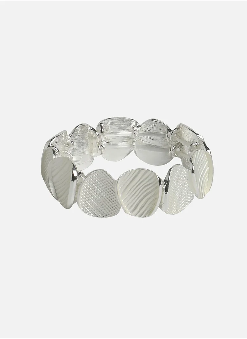 SOHI Silver Metallic Abstract Bracelet