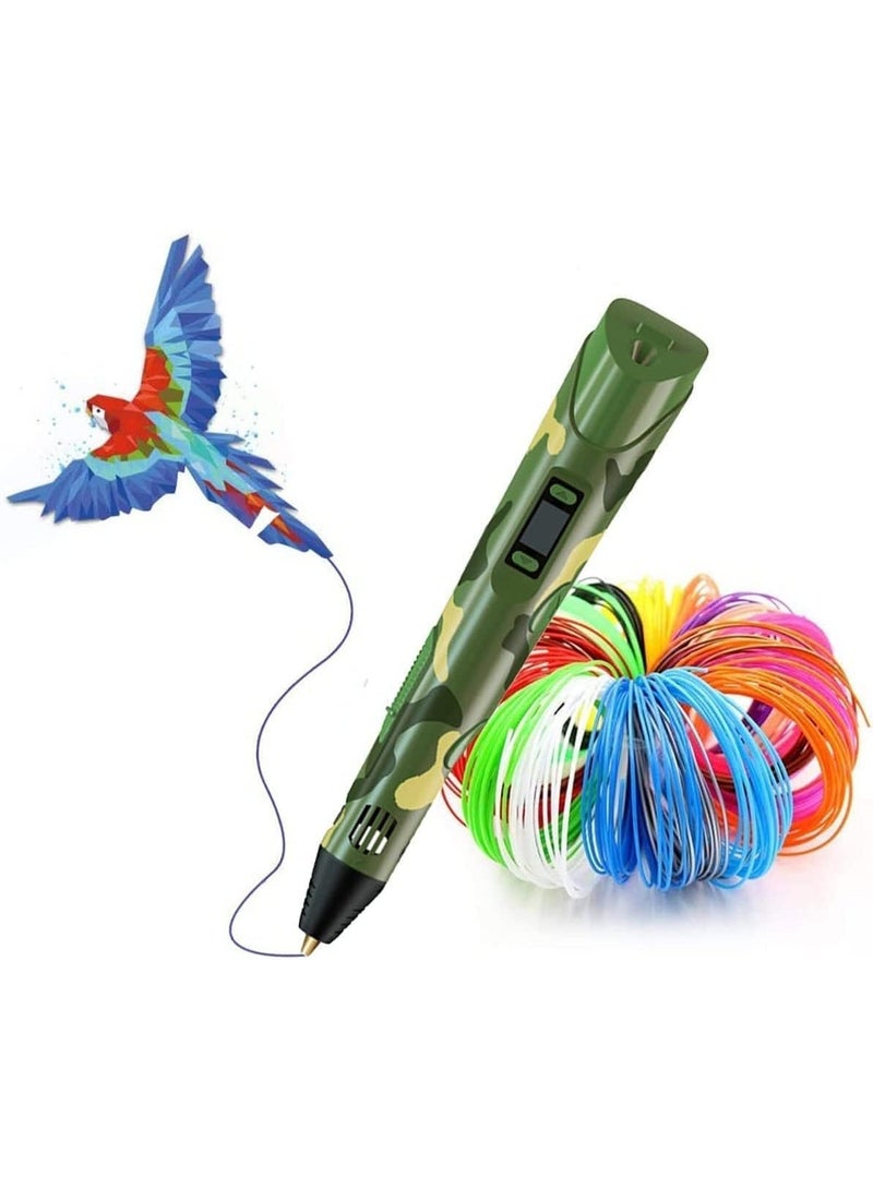 ChicAbode 3D Printing Graffiti Pen, 3D Printing Pen with Display, Adjustable Temperature and Speed, Compatible with PLA and ABS Filament, for Graffiti, Drawing, Model Making, Army Green - Image 1