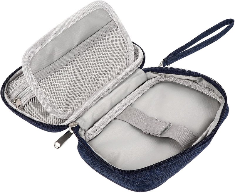Multipurpose Data Cable Storage Bag and Earphone Organizer for Travel, Portable Mini USB Cable Pouch with Compact Design in Teal Blue - Image 1