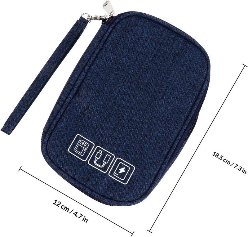 Multipurpose Data Cable Storage Bag and Earphone Organizer for Travel, Portable Mini USB Cable Pouch with Compact Design in Teal Blue - Image 2