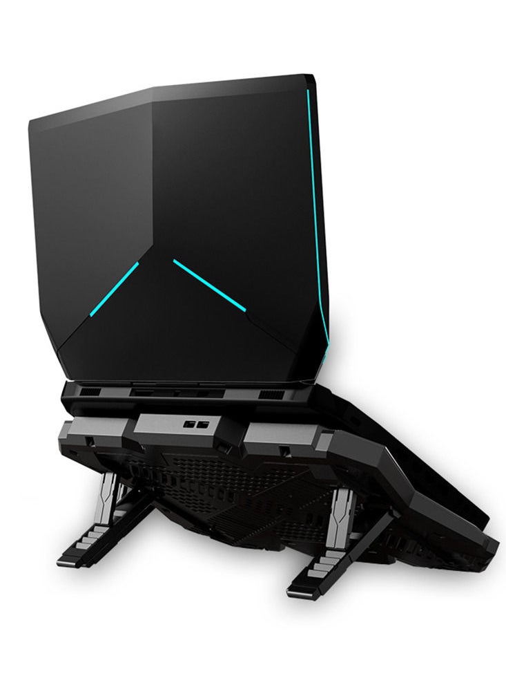 RGB Laptop Cooler 6-fan Cooling Stand Mute Design with Adjustable Wind Speed Stand Height Colorful Light Effect