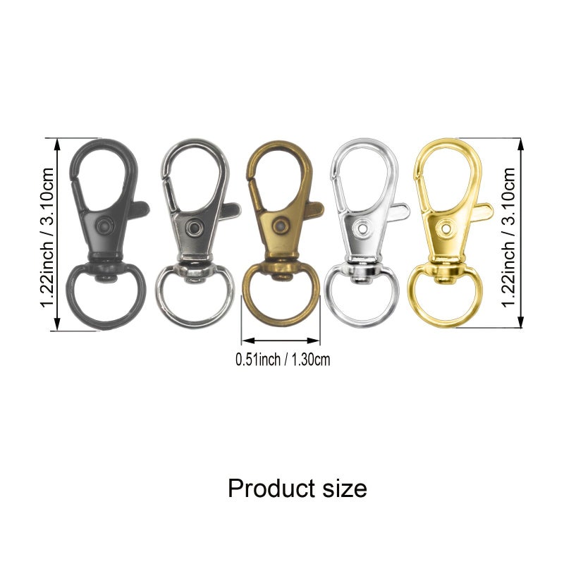 Golden Rotatable Lobster Clasp Hooks Keychain 70 Pcs Zinc Alloy Key Ring Clips for Wallets Backpacks Gifts Crafts - Image 4
