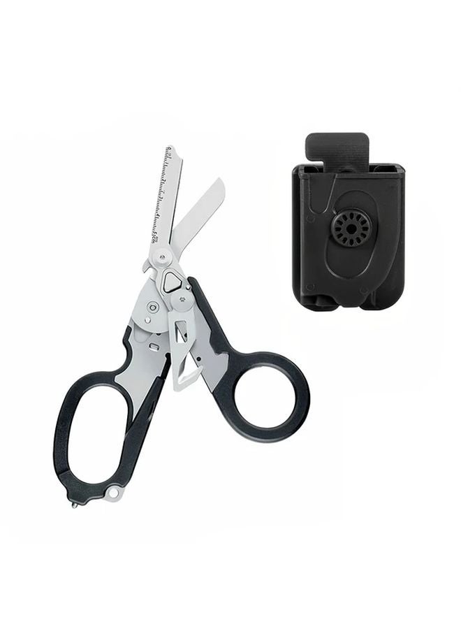 Black Trauma Shears Heavy Duty Stainless Steel Folding Emergency Scissors - Image 1