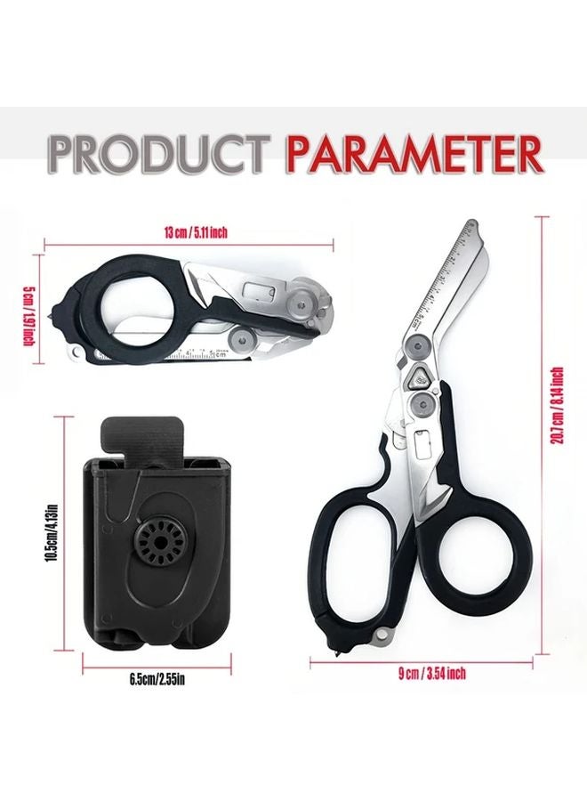Black Trauma Shears Heavy Duty Stainless Steel Folding Emergency Scissors - Image 3