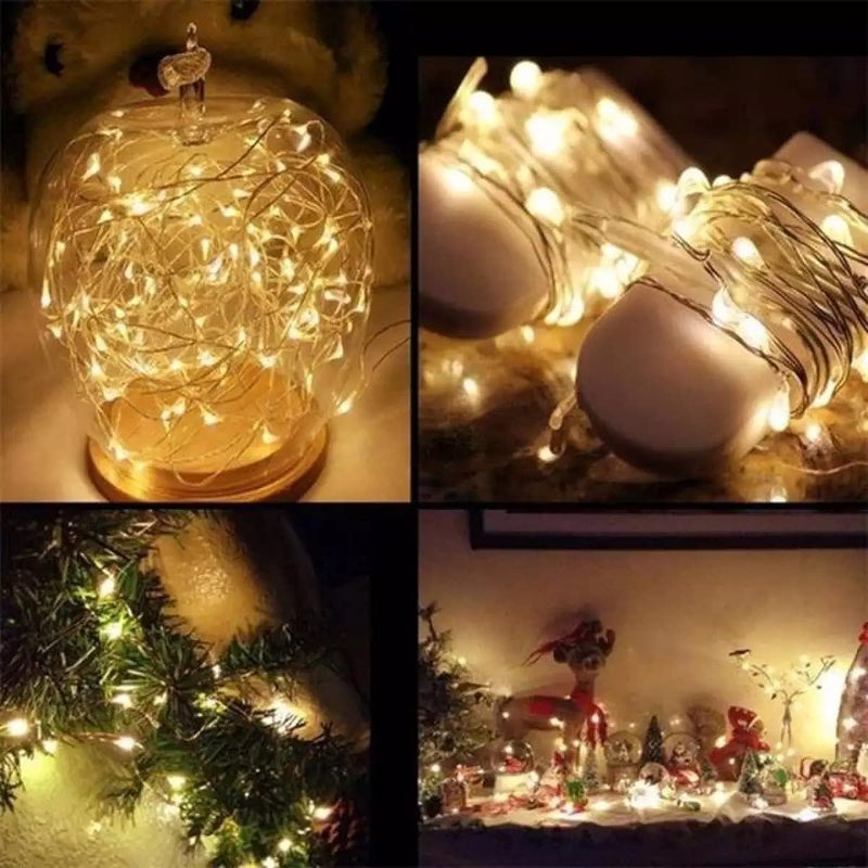 HK balloons 10M Copper Fairy String Lights with USB Powered Led Light for Diwali Christmas Birthday Party Wedding Ceremony Home Decoration Pack of 10 - Image 3