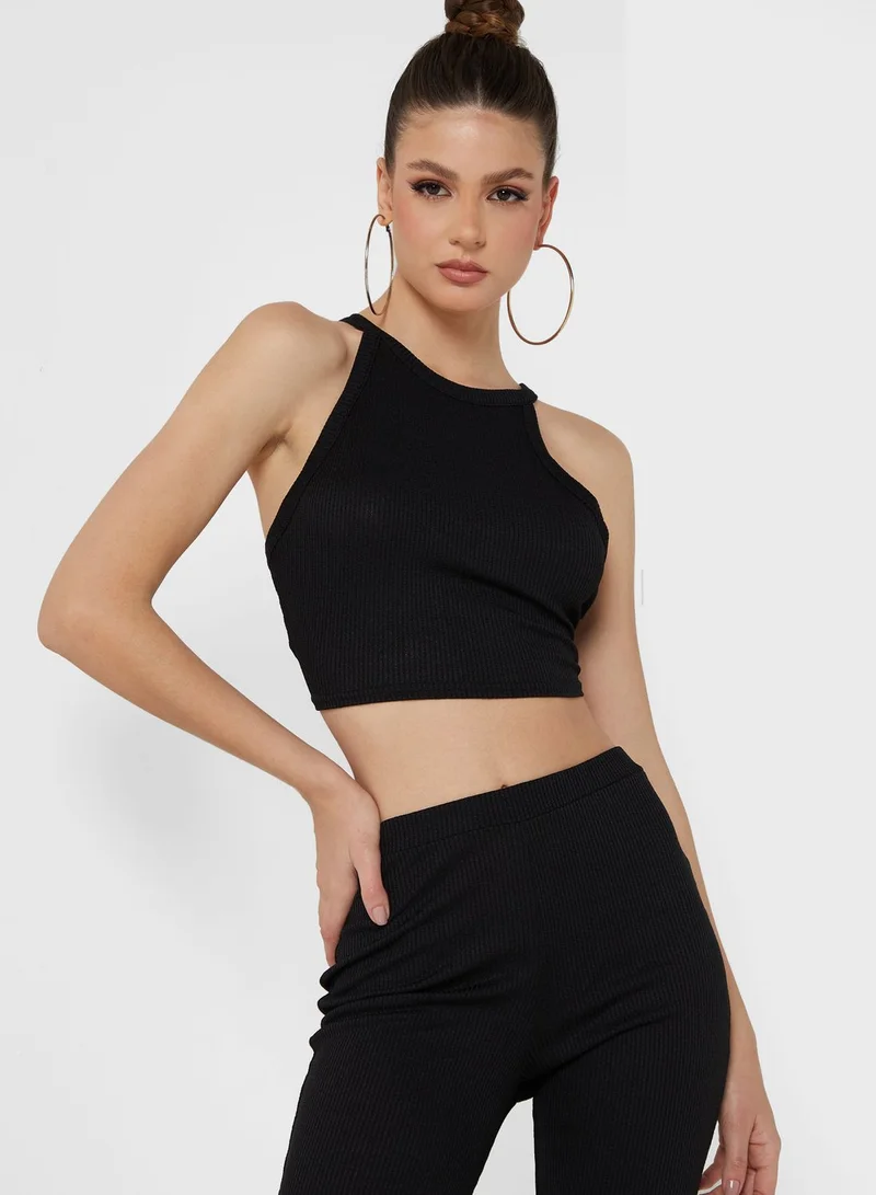 NASTY GAL Raceback Top And Flare Pant Set