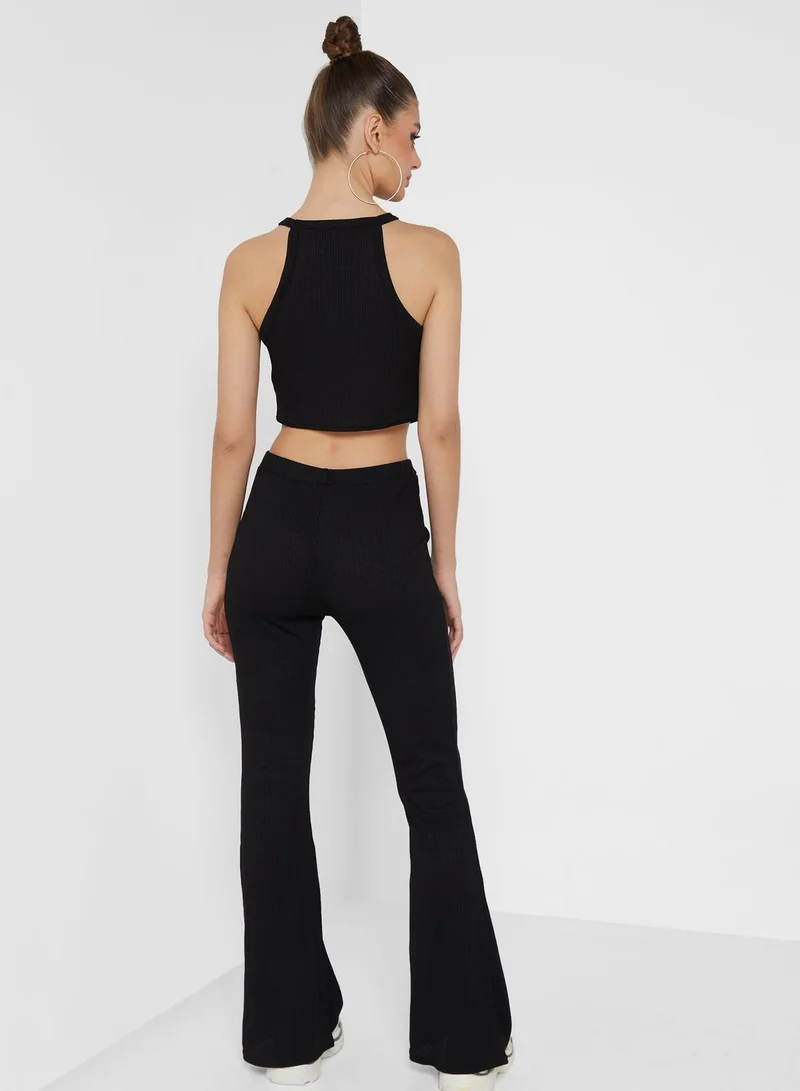 NASTY GAL Raceback Top And Flare Pant Set