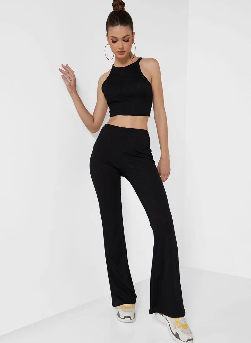 NASTY GAL Raceback Top And Flare Pant Set