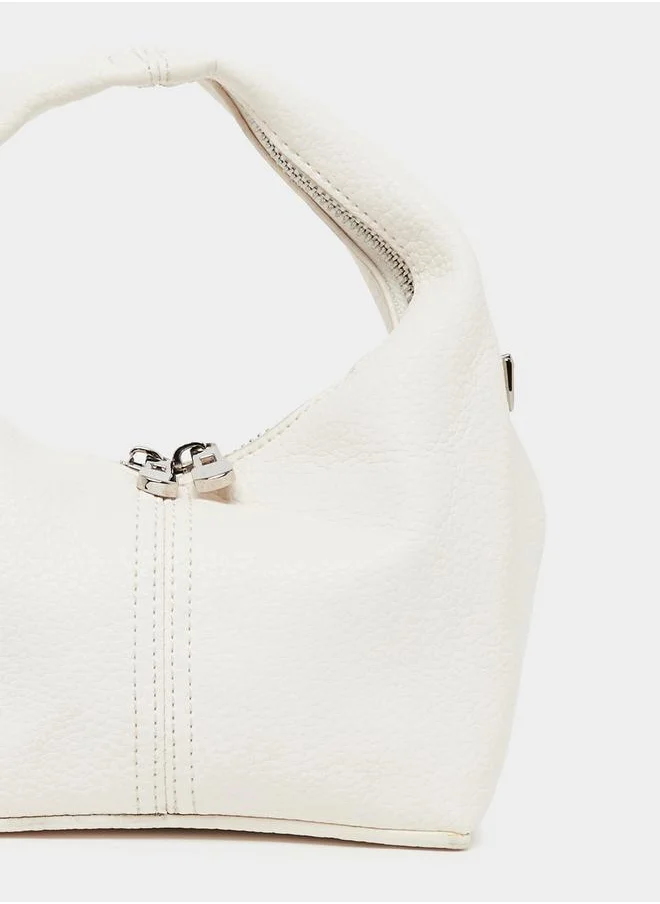 Styli Solid Handbag with Top Handle & Chain Strap