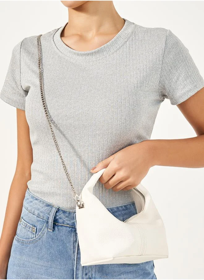Styli Solid Handbag with Top Handle & Chain Strap