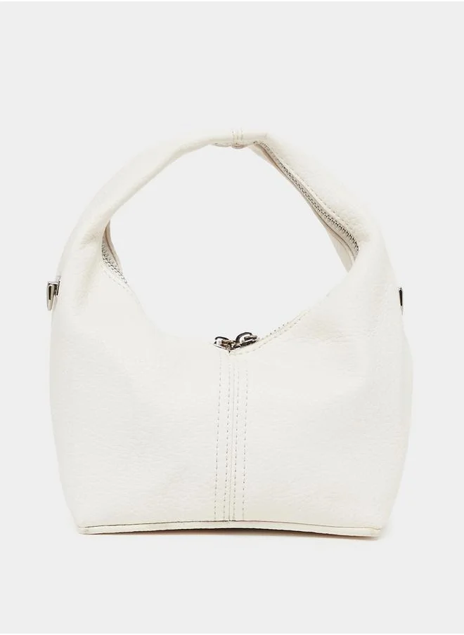 Styli Solid Handbag with Top Handle & Chain Strap