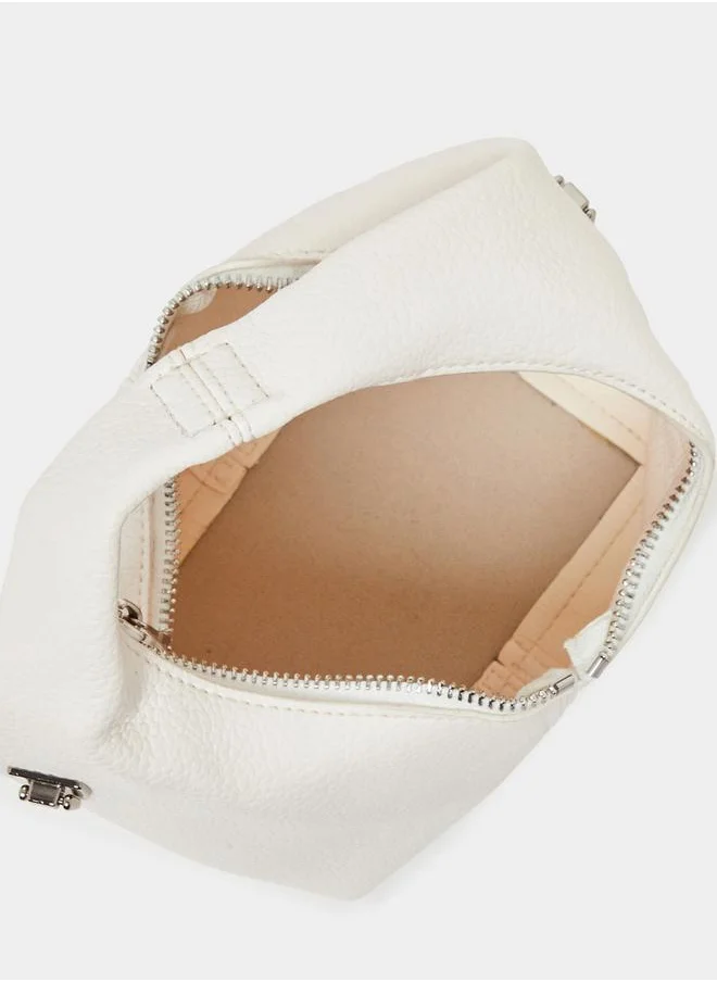 Styli Solid Handbag with Top Handle & Chain Strap