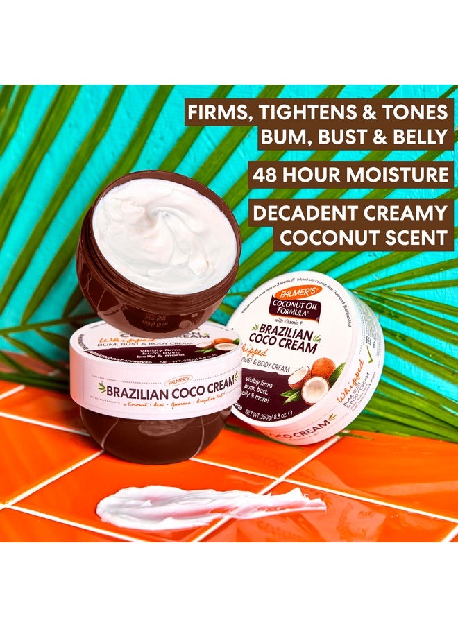 PALMER'S - Coconut Oil Formula Brazilian Coco Cream With Vitamin E, 8.8 Fl Oz, Whipped Bum, Bust & Body Cream, Helps With Skin Tightening & Firming - Image 1