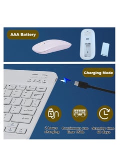 Aookay Arabic & English Bluetooth Keyboard and Mouse Combo, Ultra Slim Rechargeable Portable Wireless Keyboard Mouse Set Compact for Android Windows Tablet iPad Computer Desktop PC Laptop (White)  - Image 4