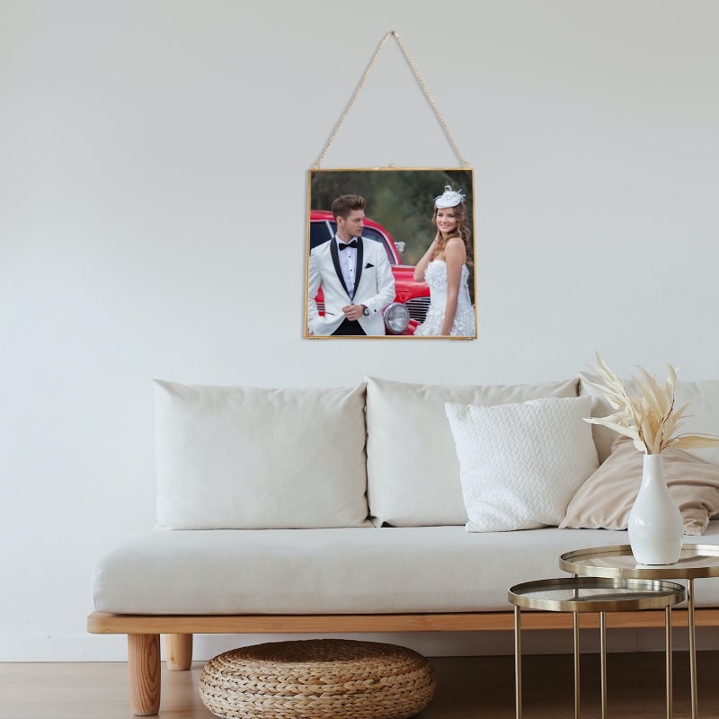 1Pc Hanging Glass Photo Frame Transparent Specimen Clip Decorative Picture Frame - Image 3