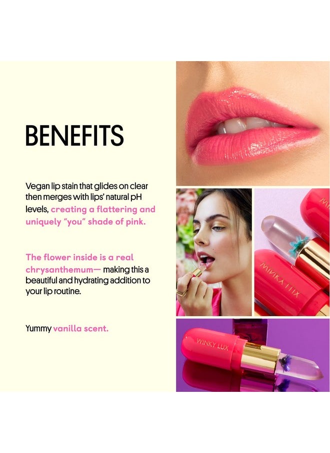 Winky Lux - Flower Balm, Ph Lip Balm, Color Changing Lipstick And Tinted Lip Balm Stain, Vegan & Cruelty Free Lip Balm, Hydrate & Plump, Sheer Pink Lipstick, Blue Flower - Image 1