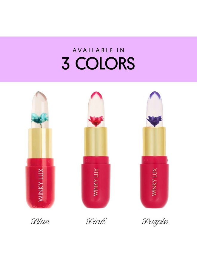 Winky Lux - Flower Balm, Ph Lip Balm, Color Changing Lipstick And Tinted Lip Balm Stain, Vegan & Cruelty Free Lip Balm, Hydrate & Plump, Sheer Pink Lipstick, Blue Flower - Image 1