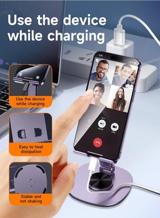 Portable Metal Mobile Stand, Adjustable Phone Stand, 360-Degree Universal Phone Holder,Stable Alloy Mobile Phone Holder for All 4-7.2'' IPhone 15/14/13/12/11 X Xr Pro Max,Google Pixel Samsung Galaxy S - view 4