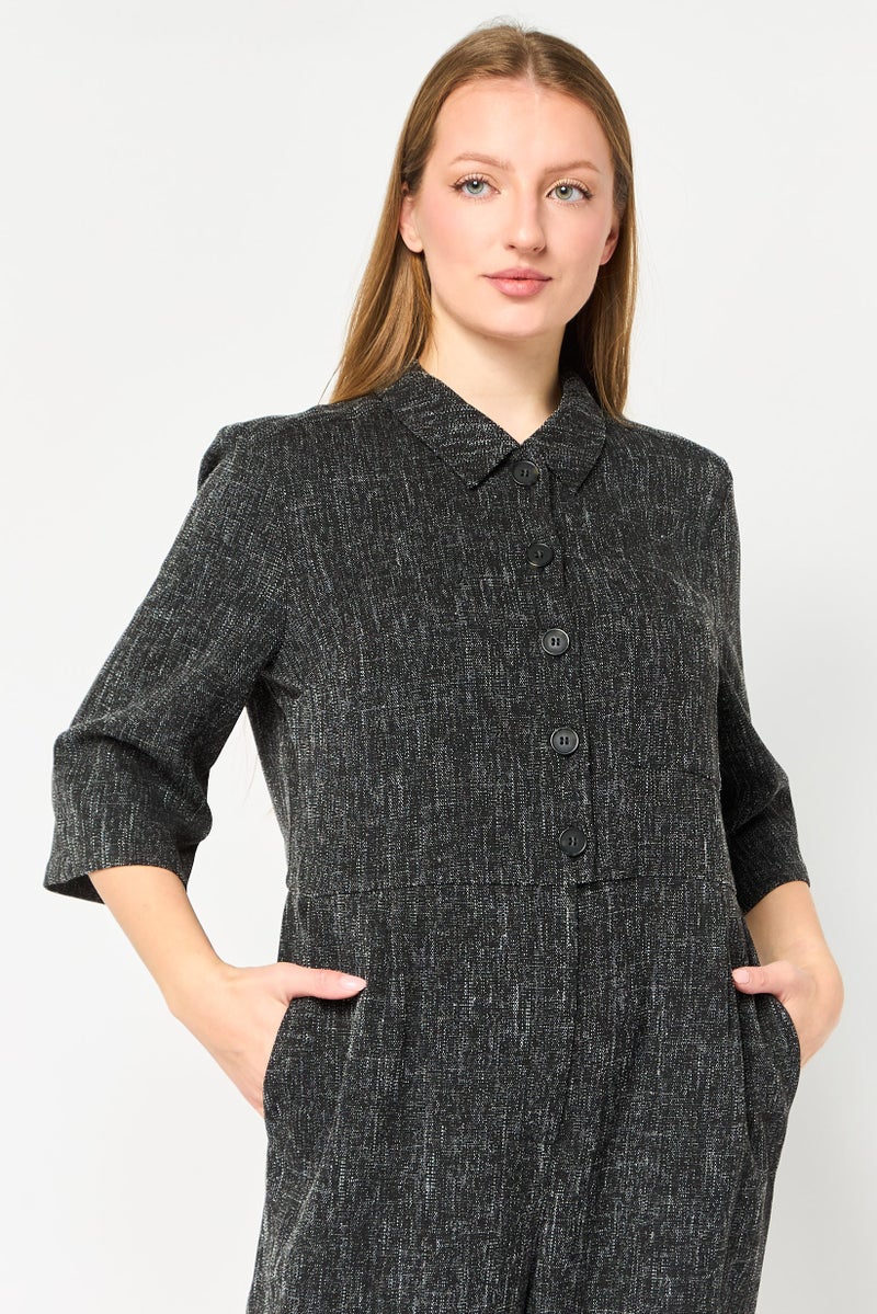 Great Plains Women Heather 3/4 Sleeve Jumpsuits, Black - Image 3