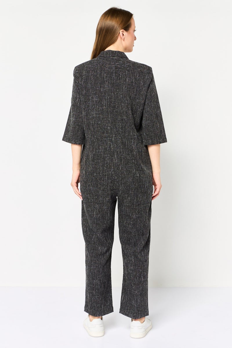 Great Plains Women Heather 3/4 Sleeve Jumpsuits, Black - Image 2