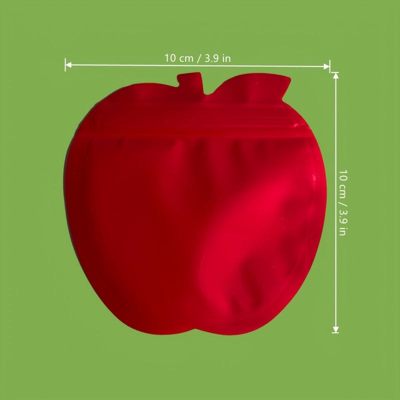 Yellow Apple Shape Self Sealing Thick Jewelry Pouch Clear Colored Sides Small Items Gift Packaging - Image 3