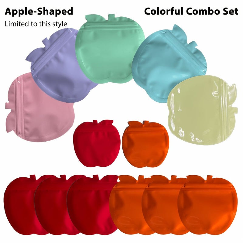 Yellow Apple Shape Self Sealing Thick Jewelry Pouch Clear Colored Sides Small Items Gift Packaging - Image 5