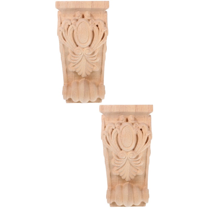 2pcs Carving Applique Corner Onlay Decorative Roman Column Wall Corner Corbel - Image 1