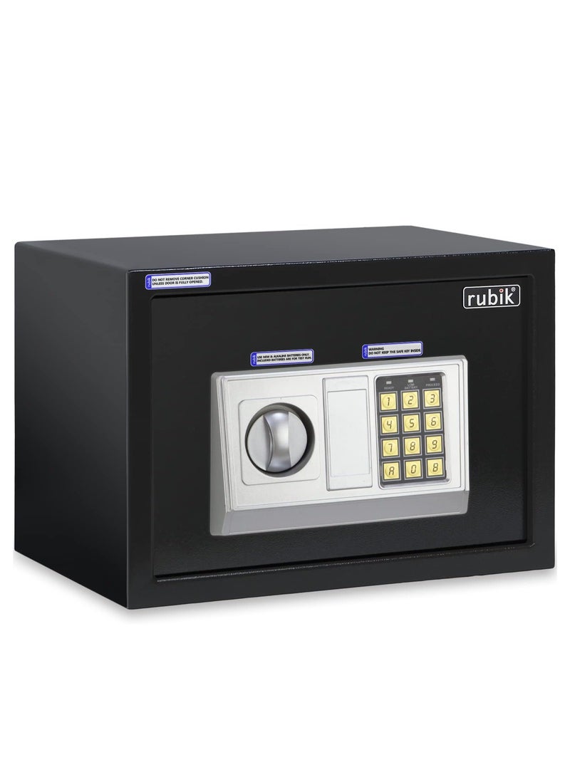 Rubik Digital Safe Box with Key and Password, A4 Document Size Safety Deposit Box For Home Office Shop RB25EA (25x35x25cm) Black - Image 1